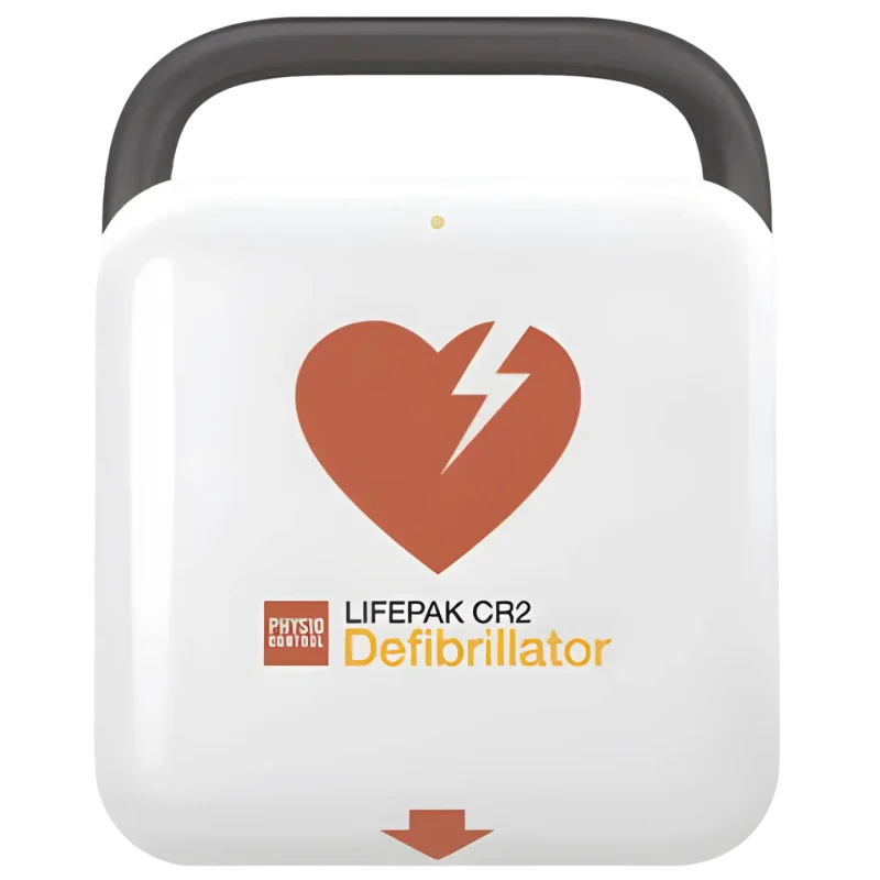 A Lifepak CR2 defibrillator