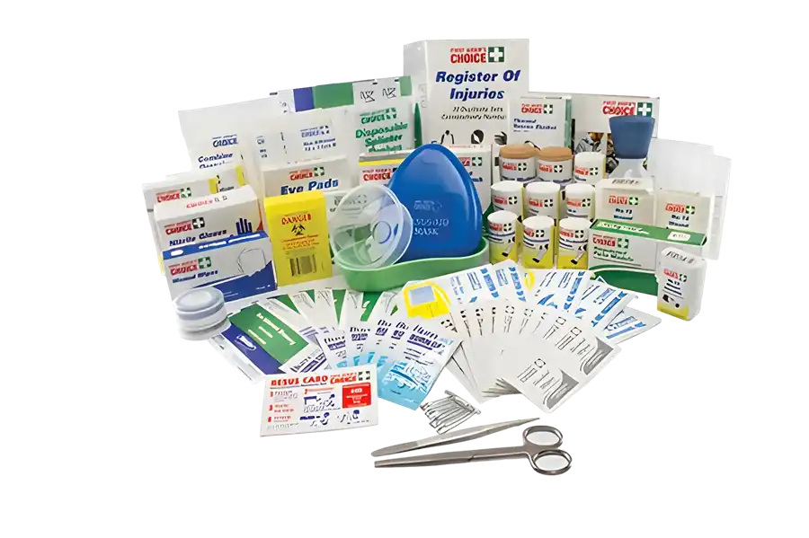 a selection of items that can be used to restock a code of practice refill kit