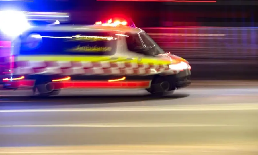 An ambulance speeds in an emergency.