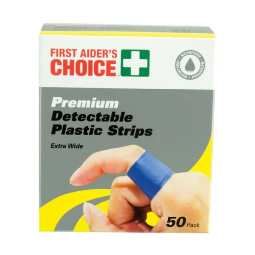 Detectable plastic strips