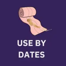 a bandage roll and the text "use by dates" 