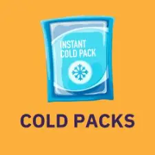 navigational button and isometric image of cold packs