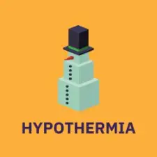 navigational button and isometric image of hypothermia