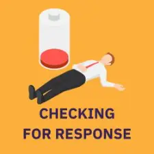 navigational button and isometric image of checking for response