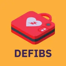 navigational button and isometric image of Defibs