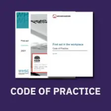 a picture of the first aid code of practice from various states and a nav button
