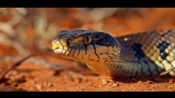 a brown snake slithers in the australian landscape