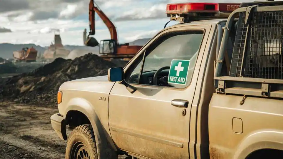 a ute with a first aid sticker