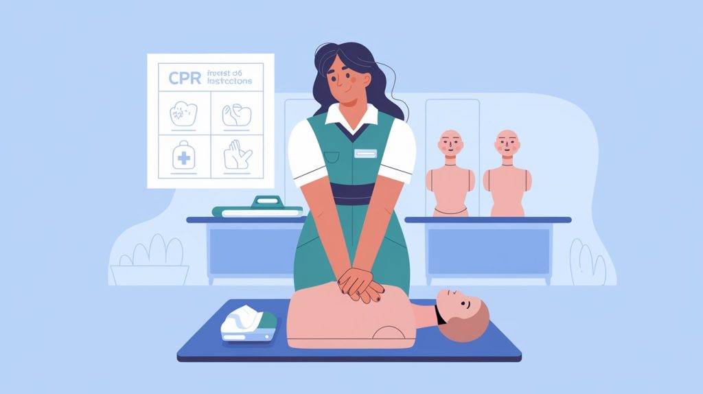 illustration of a woman practicing cpr