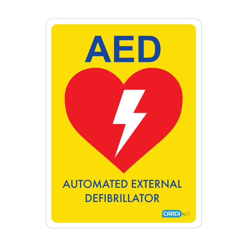 yellow poly aed sign